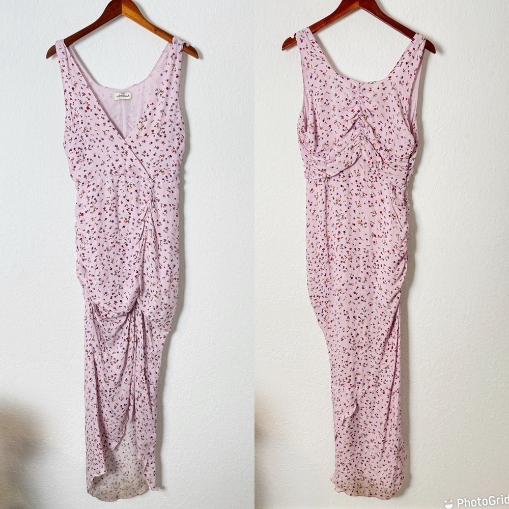 Nicholas Floral Drape Front Dress - Picture 3 of 10